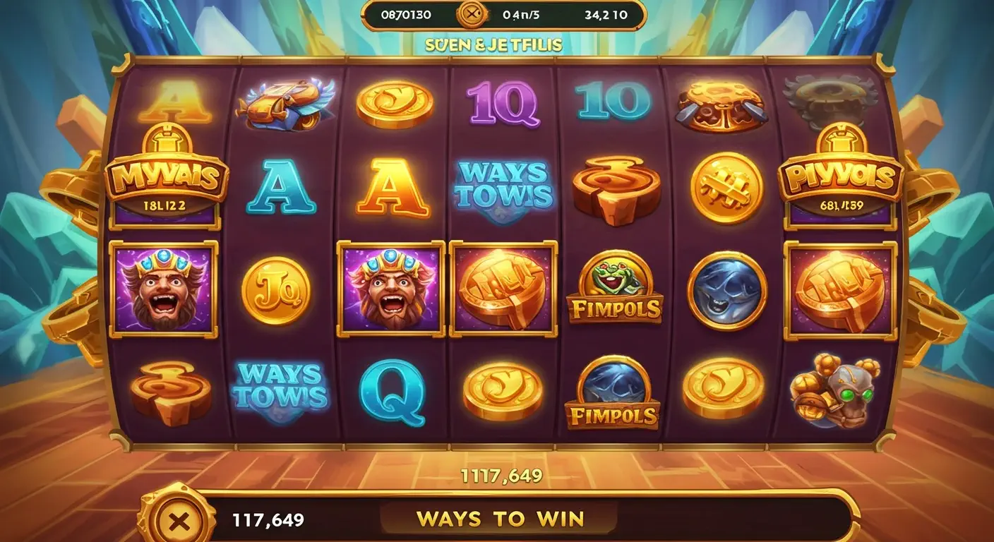 Megaways slot mid-spin