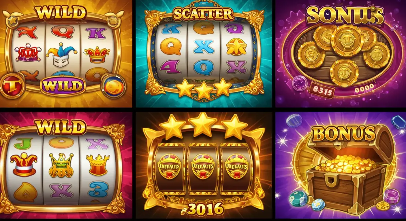 collage showcasing different types of slot symbols